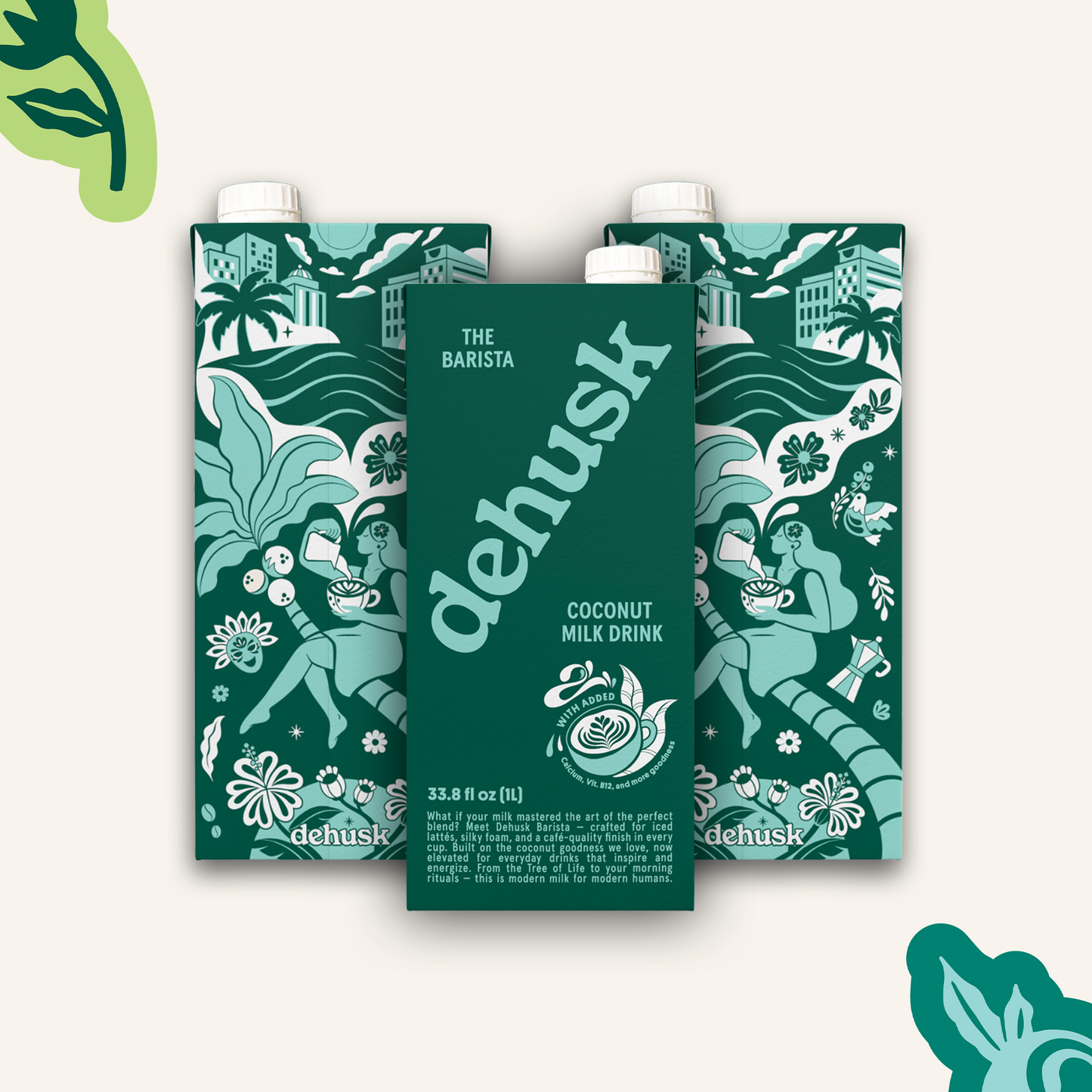 3 x 1L Dehusk Barista Coconut Milk - Fortified Milk Alternative