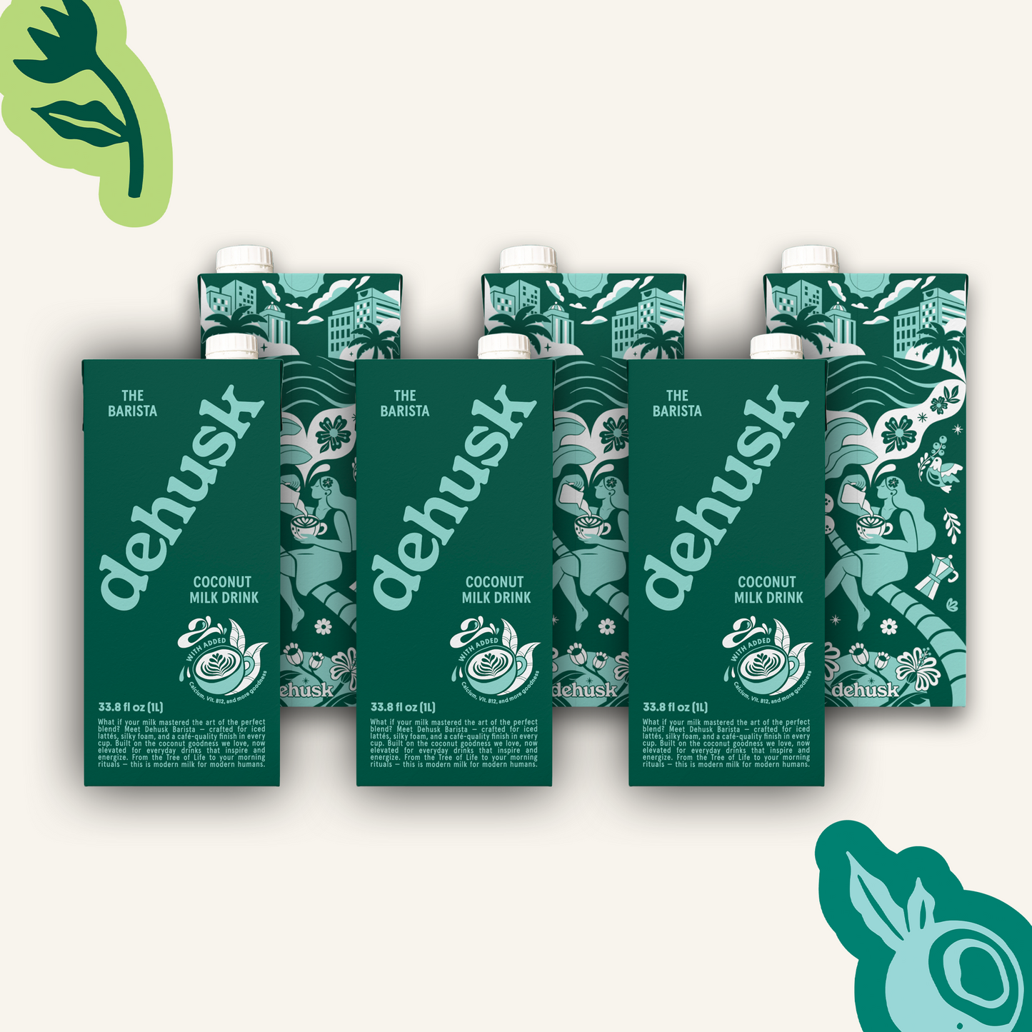6 x 1L Dehusk Barista Coconut Milk - Fortified Milk Alternative
