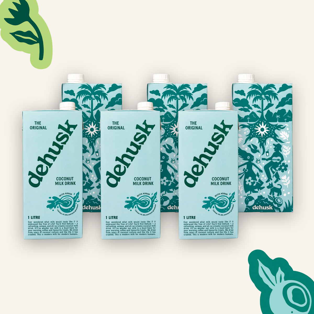 6 x 1L Dehusk Coconut Milk - Fortified Milk Alternative