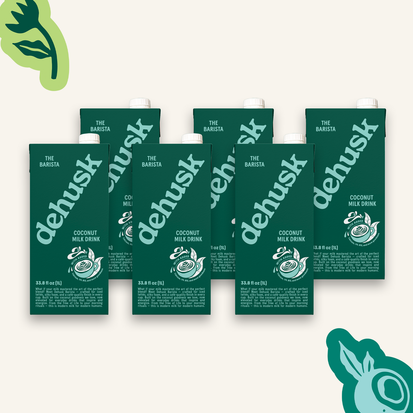 6 x 1L Dehusk Barista Coconut Milk - Fortified Milk Alternative